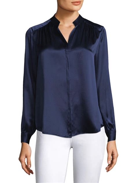 navy blue silk blouse